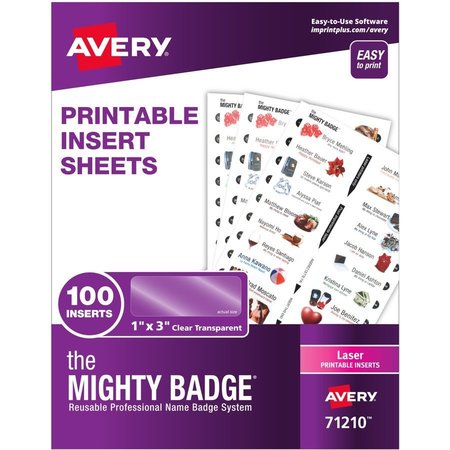 THE MIGHTY BADGE Insert, Badge, Lsr, Clr, 100Pk AVE71210